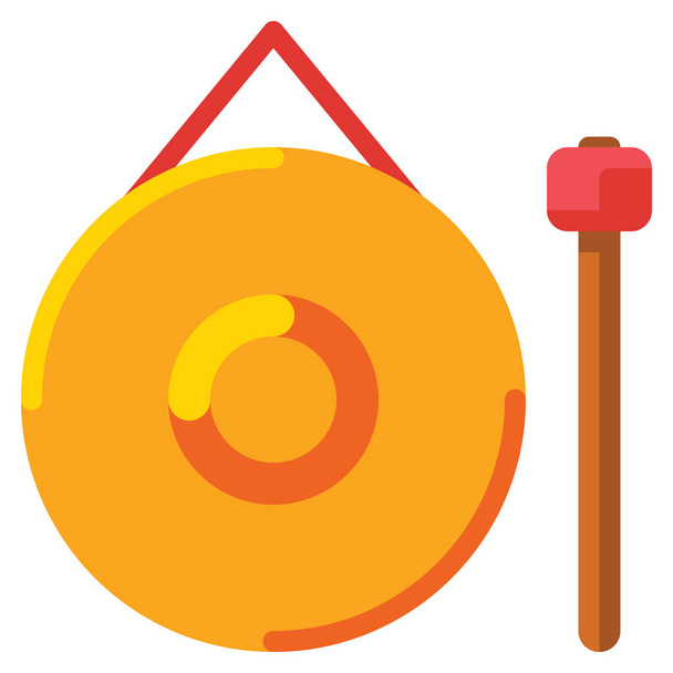 ícone de instrumento de música gong - Vetor, Imagem