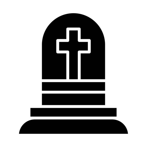 death grave gravestone icon in solid style - Vector, Image