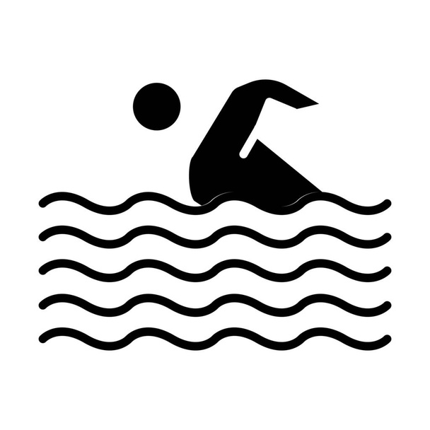 aktivita sportovní plavání ikona v pevném stylu - Vektor, obrázek