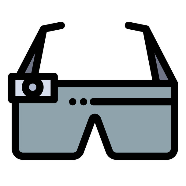 icono de gafas de vidrio dispositivo en estilo de contorno lleno - Vector, Imagen