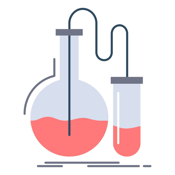 analysis chemistry flask icon in flat style - Wektor, obraz