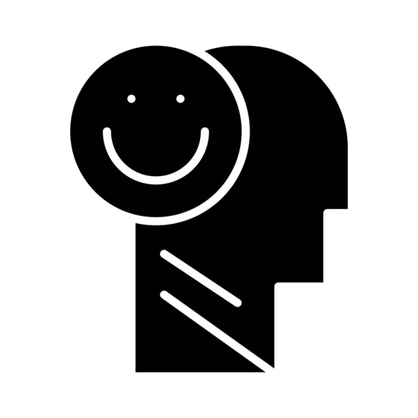 boldogság boldog emberi ikon szilárd stílusban - Vektor, kép