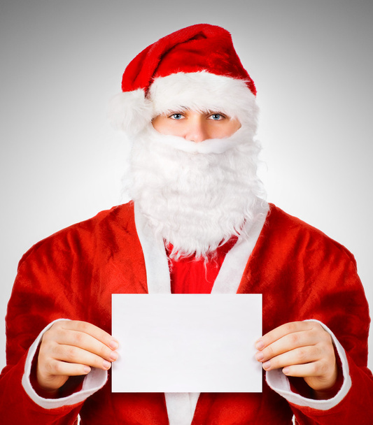 Weihnachtsmann mit weißem Kartenporträt. - Foto, Bild