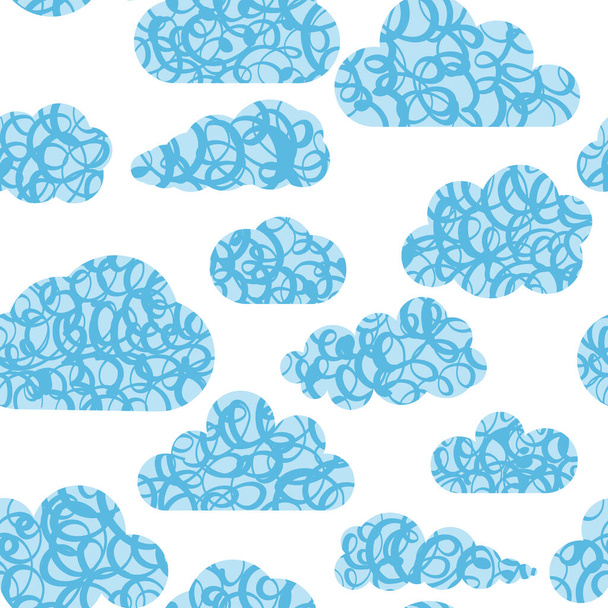 Motif sans couture vectoriel nuages moelleux - Collection de silhouettes de nuages stylisés, idéal pour la création de cliparts ou d'icônes - Vecteur, image