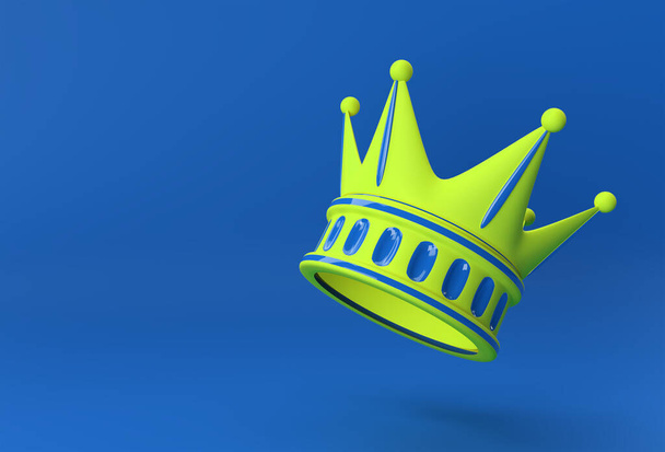 3D Render Illustration Turquoise Crown isolated on Color Background - Photo, Image
