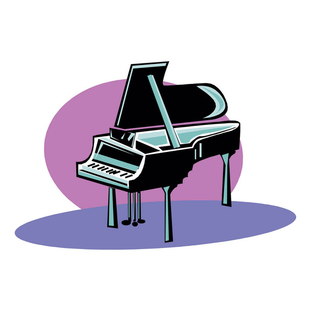 Ilustración vectorial de un piano de cola en estilo de dibujos animados aislado sobre fondo blanco - Vector, imagen