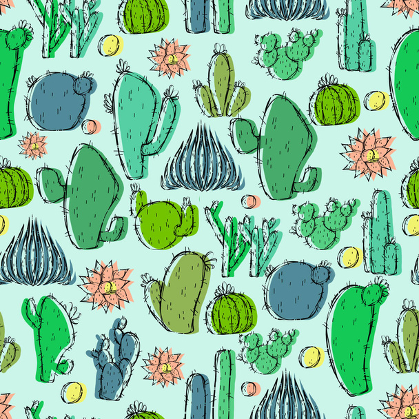 pattern with cacti on a light background - Zdjęcie, obraz
