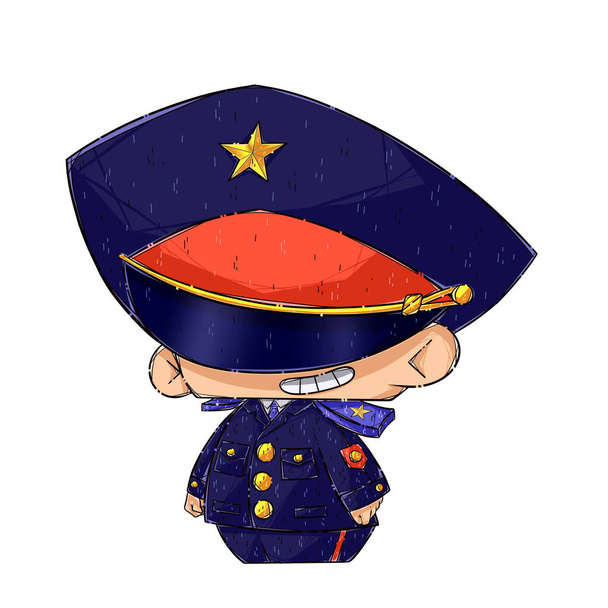 Capitán en uniforme azul y estrella dorada - Foto, Imagen