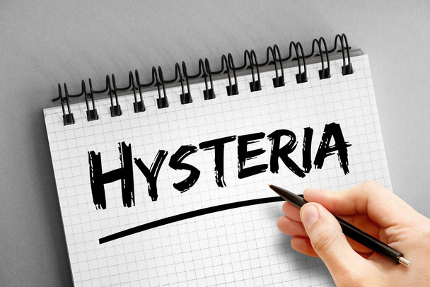 Hysteria text on notepad, concept background - Fotó, kép