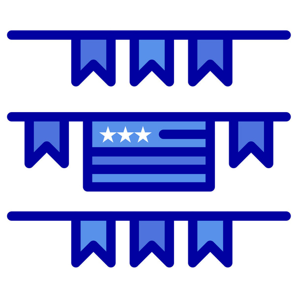 icono de decoración de buntings americanos en estilo de contorno lleno - Vector, Imagen