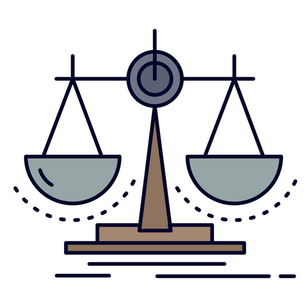 equilibrio decisión justicia icono en estilo de esquema lleno - Vector, imagen