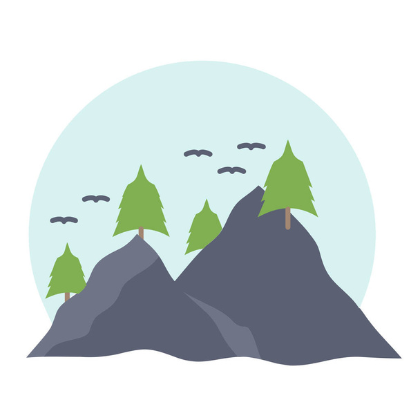 hill landscape mountain icon in flat style - ベクター画像