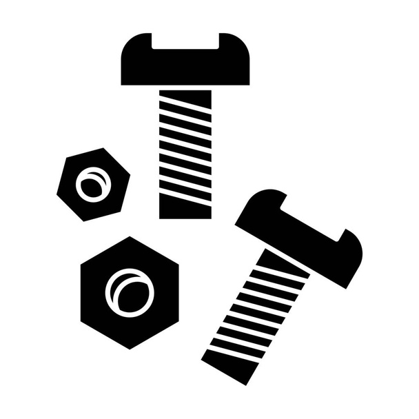 bolt nut screw icon in solid style - Vector, Image