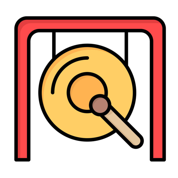 china chinese gong icon in filled-outline style - Vector, Image