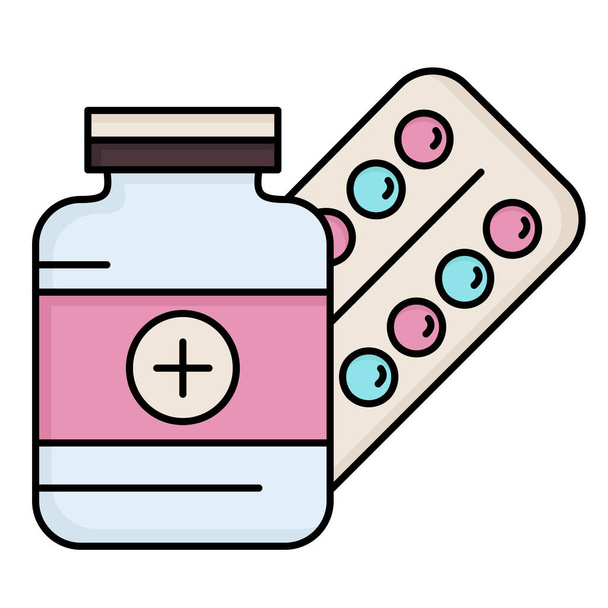 capsule drugs medicine icon in filled-outline style - Vector, Image