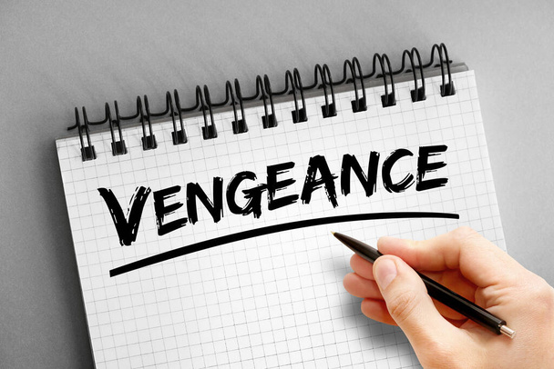 Vengeance text on notepad, concept background - Foto, Imagen