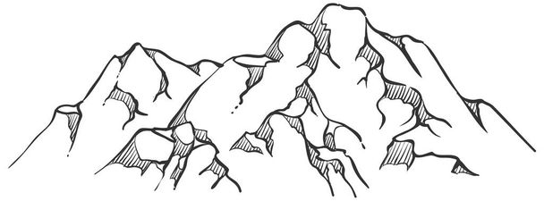 Simple line hand drawn mountains - Vector, Image