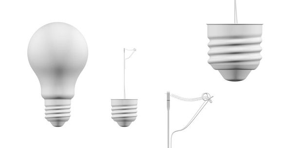 Mockup lampadina isolato su sfondo bianco - spazio copia - rendering 3d - Foto, immagini