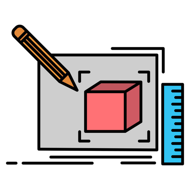 art drawing line icon in filled-outline style - Vecteur, image