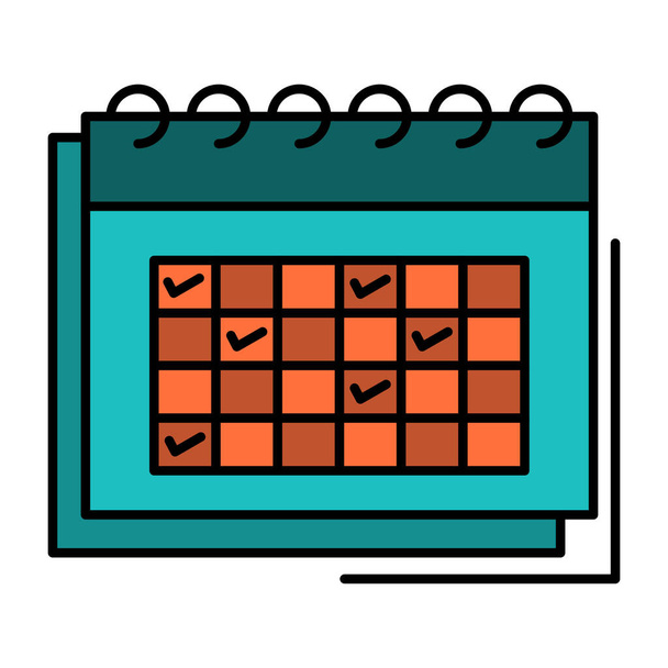 ícone de data de calendário de negócios em estilo de esboço preenchido - Vetor, Imagem