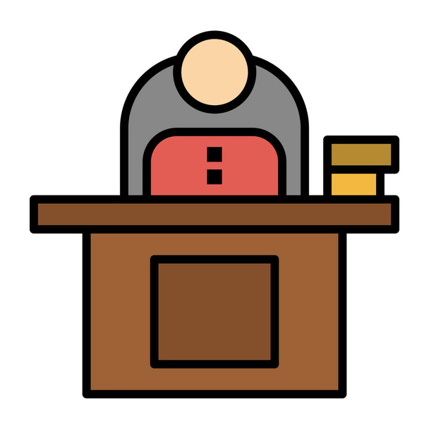 business computer desk icon σε στυλ πλήρους περιγράμματος - Διάνυσμα, εικόνα
