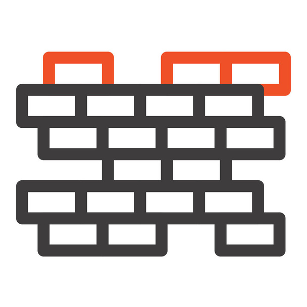 brick bricks wall icon in outline style - Vector, Image