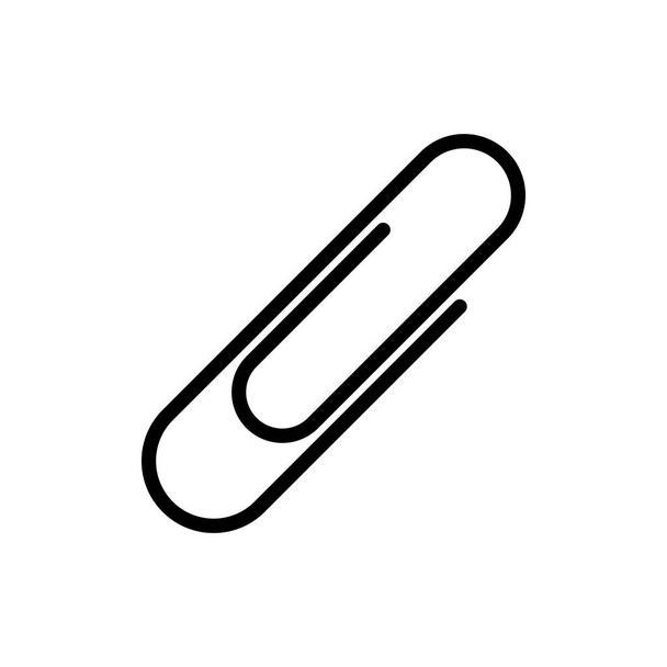 Paper clip icon. Black, minimalist icon isolated on white background. Paper clip simple silhouette. Web site page and mobile app design vector element. - Vector, Image