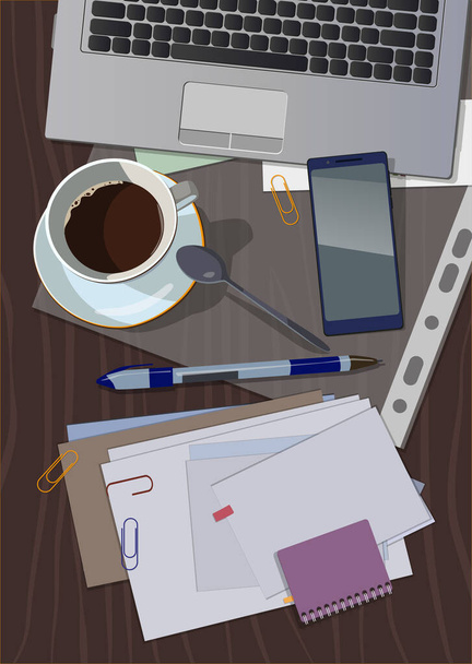 Stationery on the table in the office. Vector. - Vector, Image