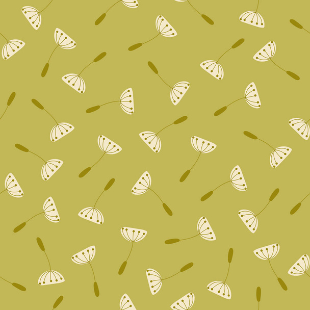 Seamless pattern of hand drawn flat flying dandelion seeds. - Vektör, Görsel