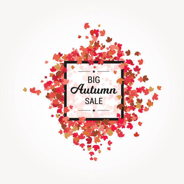 Big Autumn Sale Banner Foliage Background - Vector, Image