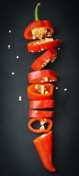 Red kapia pepper cutted red bell pepper vegetables - Photo, Image
