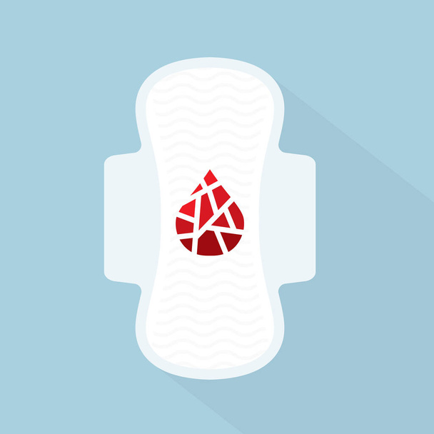 sanitary napkin with blood drop, concept of menstruation- vector illustration - Vector, afbeelding