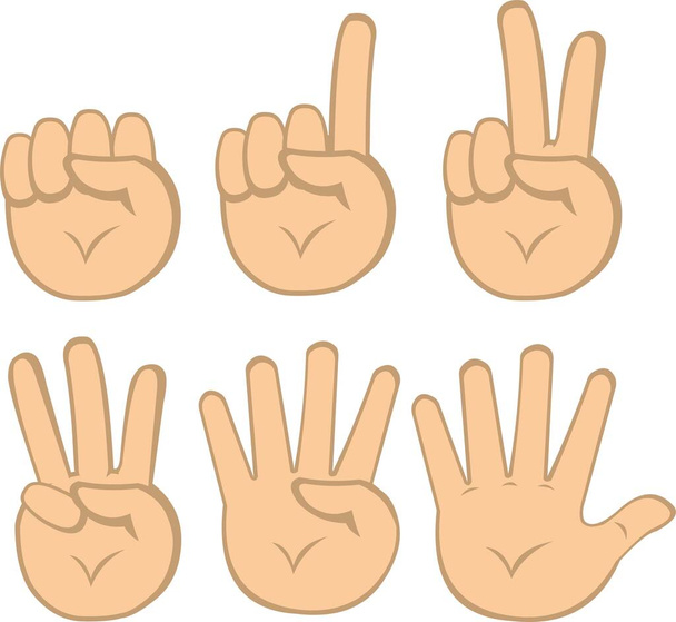 Vector illustration of emoticons of hands counting to number five - Vector, Image