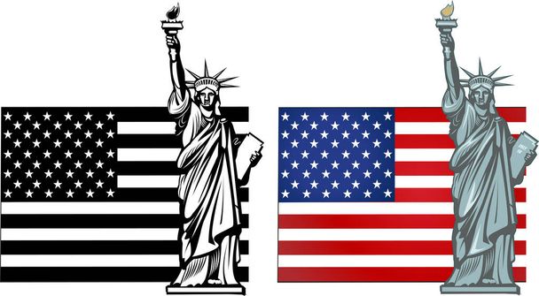 Estatua de la Libertad. Nueva York y símbolo americano - Vector, Imagen