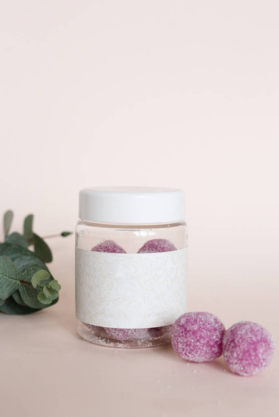 Natural Pink Spa Scrub Tratamiento, productos de cuidado de belleza - Foto, Imagen