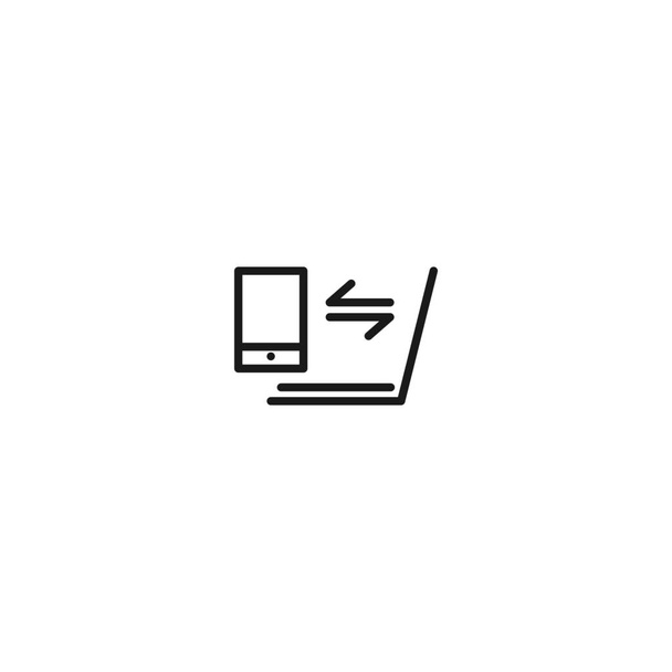 Smart Phone Connect Computer Icon Illustration Design Template mit Umrissstil - Vektor, Bild