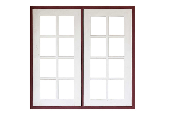 Vintage biały malowane drewniane okno ramki izolowane na białym tle - Zdjęcie, obraz