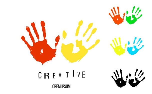 Набір барвистих творчих відбитків рук логотип
 - Вектор, зображення