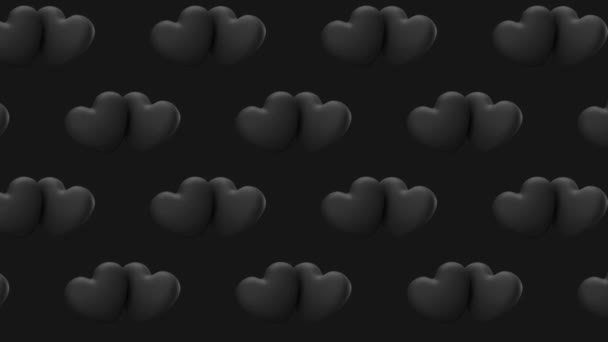 coppia amore nero 3d cuori Minimal Motion arte senza soluzione di continuità modello 4k animazione di disegno di movimento astratto 3d rendere sfondo Loopable sequenza - Filmati, video