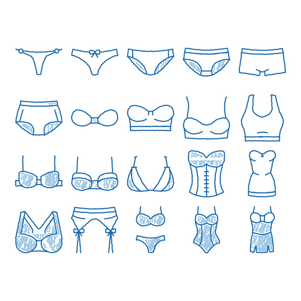 Lingerie Bras Panties icon hand drawn illustration - Vector, Image
