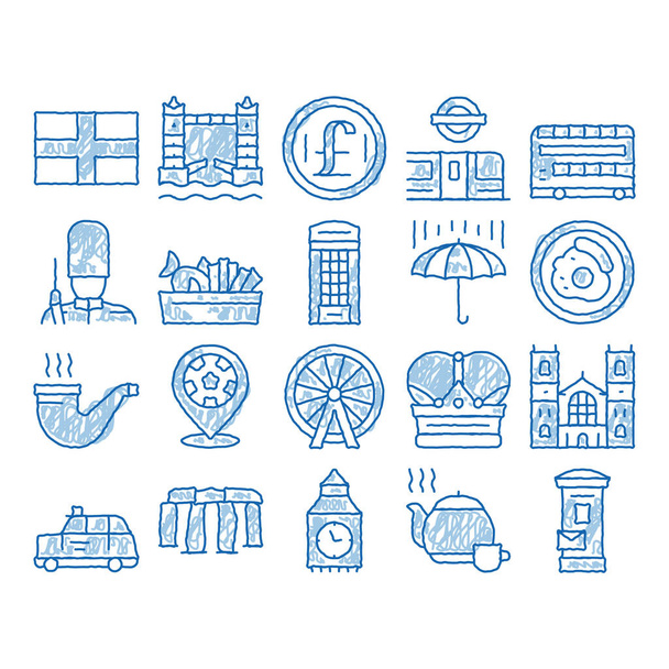 Angleterre Royaume-Uni icône illustration dessinée à la main - Vecteur, image