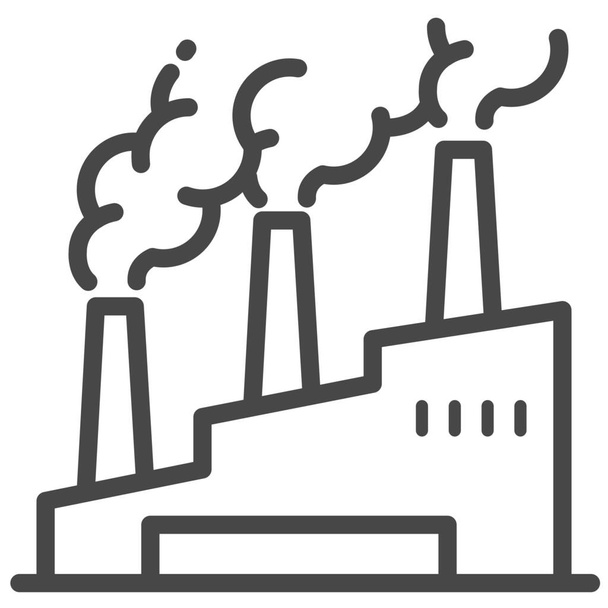 icono industrial de la fábrica de construcción en estilo de esquema - Vector, Imagen