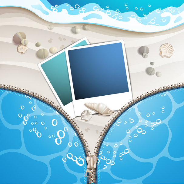 Summer beach with photo frame - Vector, Image