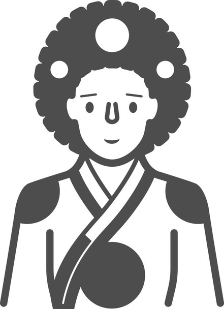 císařovna Hanbok korejská ikona v pevném stylu - Vektor, obrázek