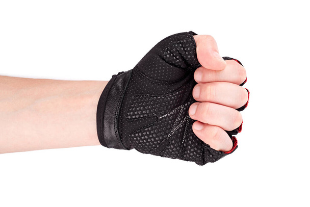 Bicycle gloves on white background. Gym equipment. Fitness. Workout gloves used to protect the hands from developing corns and calluses. - Zdjęcie, obraz