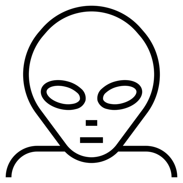 ícone de rosto avatar alienígena em estilo esboço - Vetor, Imagem