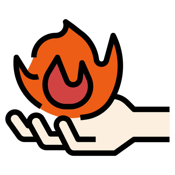 quema de icono de fuego de combustión en estilo de contorno lleno - Vector, imagen