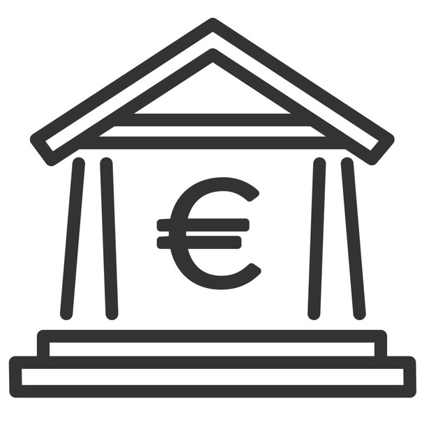 銀行ユーロ概要スタイルのアイコン - ベクター画像