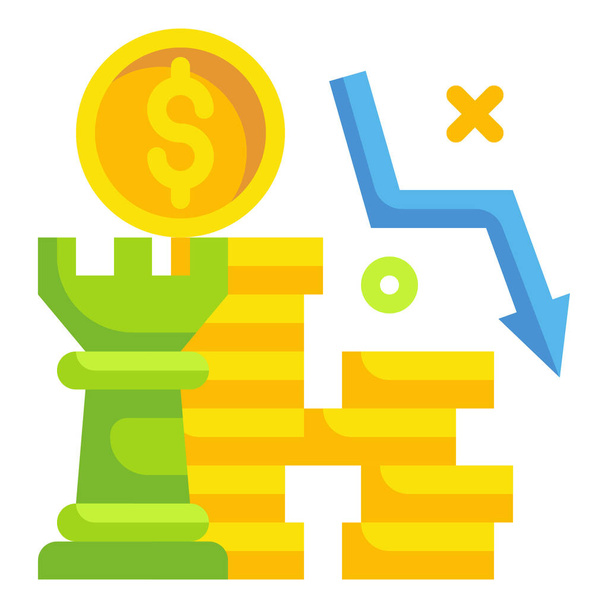 ícone de diminuição de custo de comércio em estilo plano - Vetor, Imagem