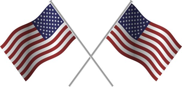 American Flag 3D pair crossed vector isolated on transparent background. 13 stripes and 50 stars. Available in EPS10 and jpg. - Vector, Image